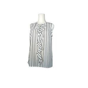 Merona‎ Black and White Striped Ruffle Blouse